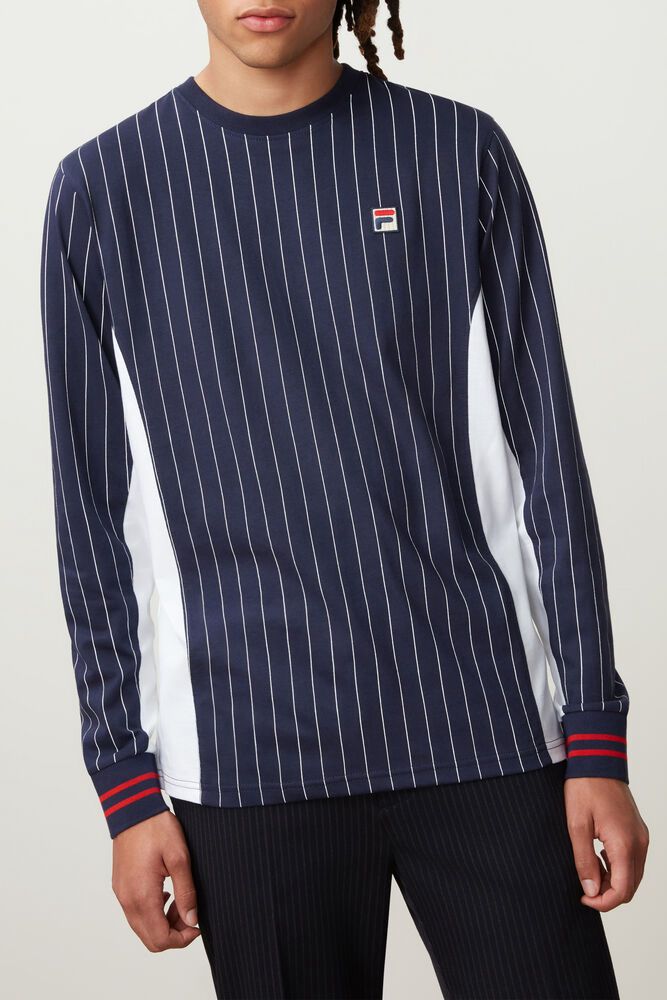 Fila T-Shirt Eoghan Long Sleeve Mens Navy - India ZNK-345709